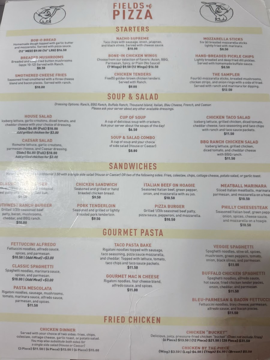 Fields of Pizza Menu - Image 2